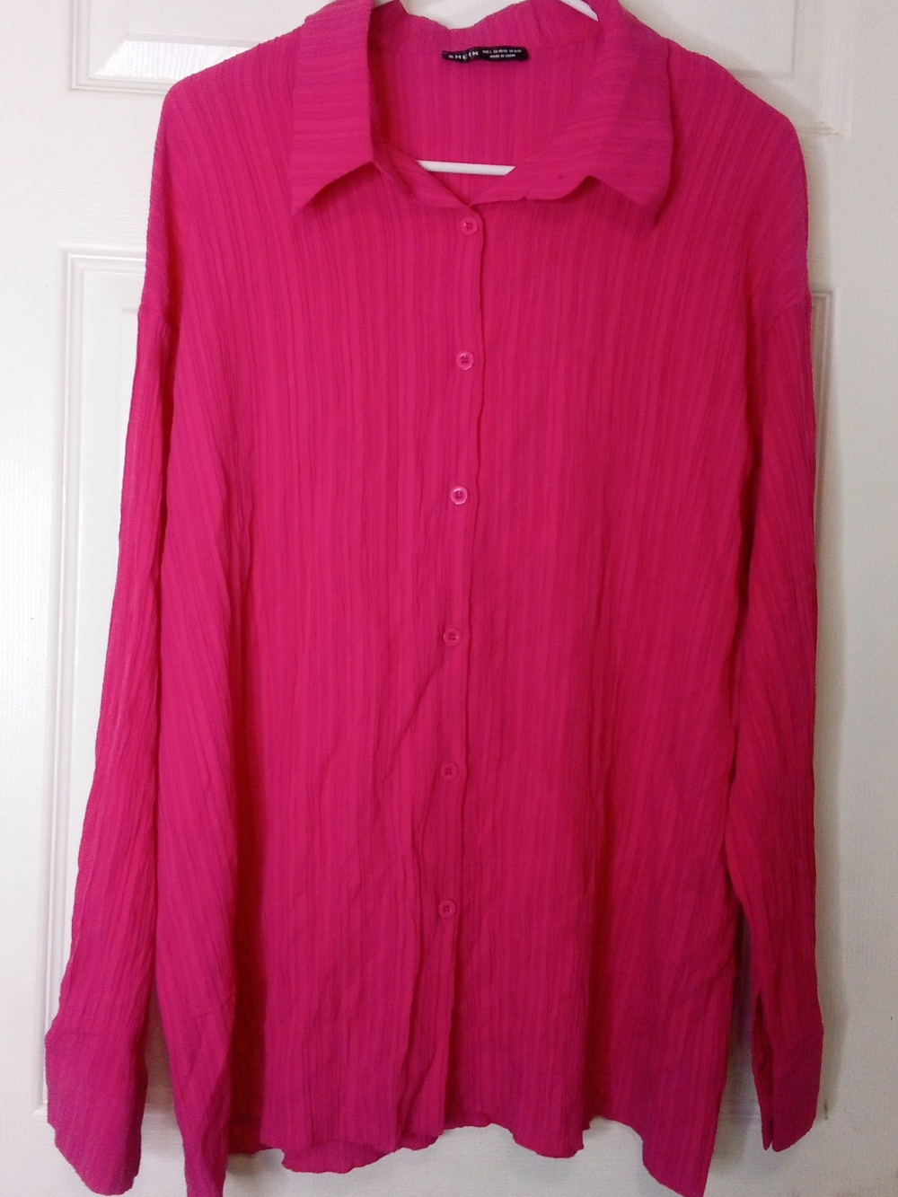 SHEIN Hot Pink Ribbed Blouse
